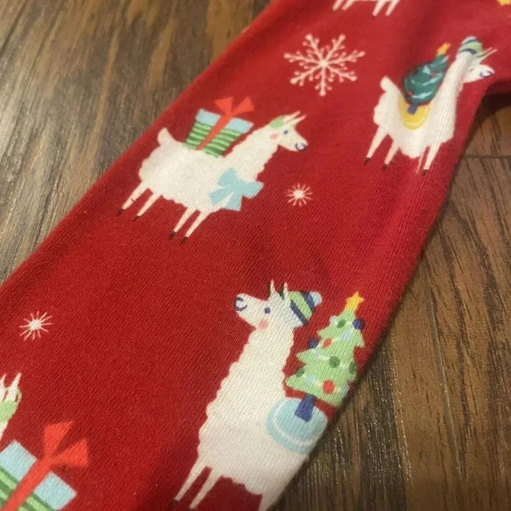 6-9 Months Wonder Shop Red Footed Christmas Llama Pajamas, Unisex